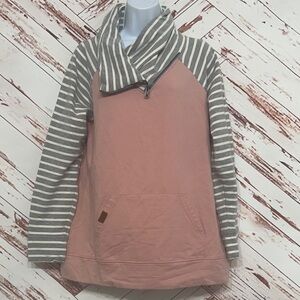Maurices Pink and Gray Striped Sweatshirt